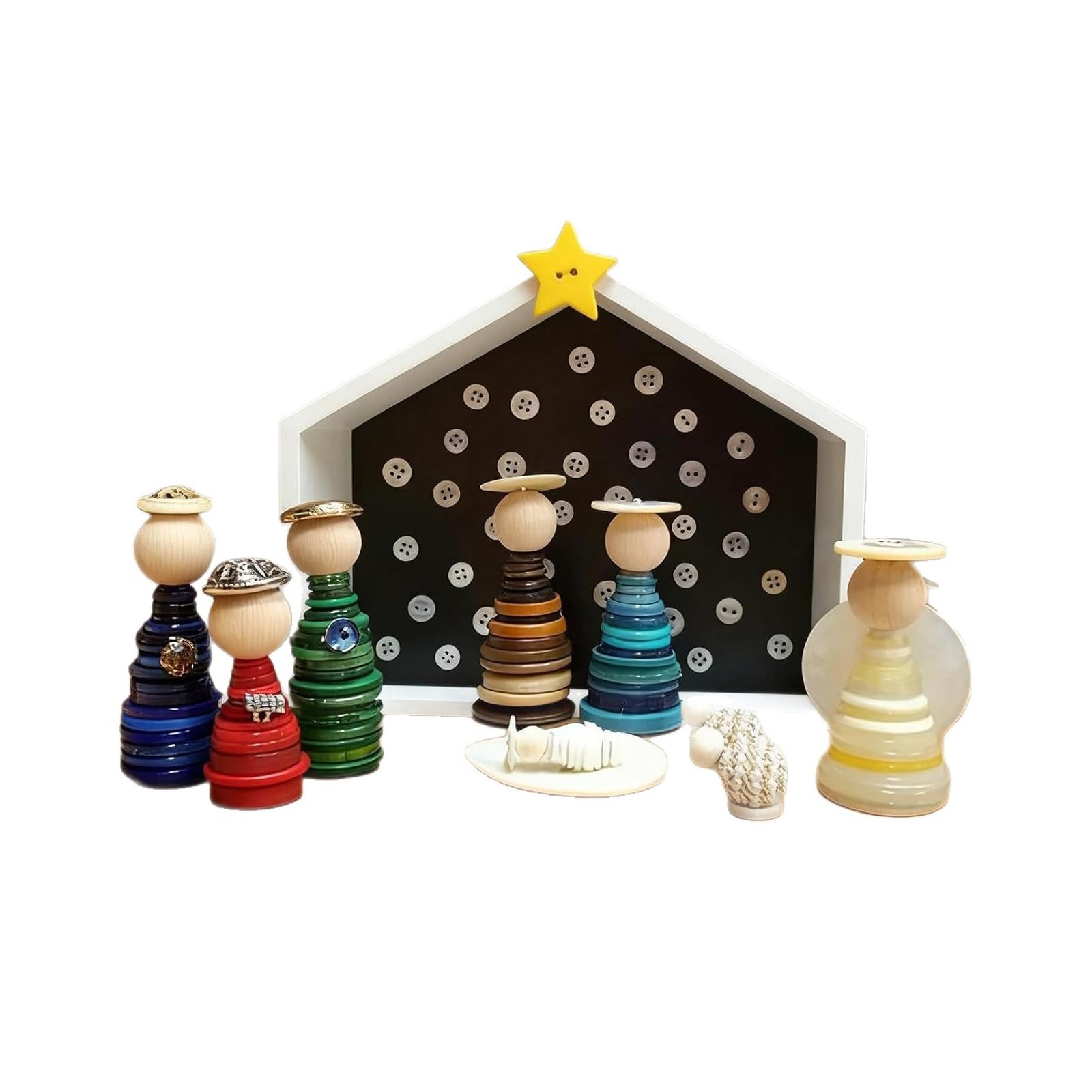 PANGBOER Kit fai da te per presepe con bottoni, set ornamenti natalizi