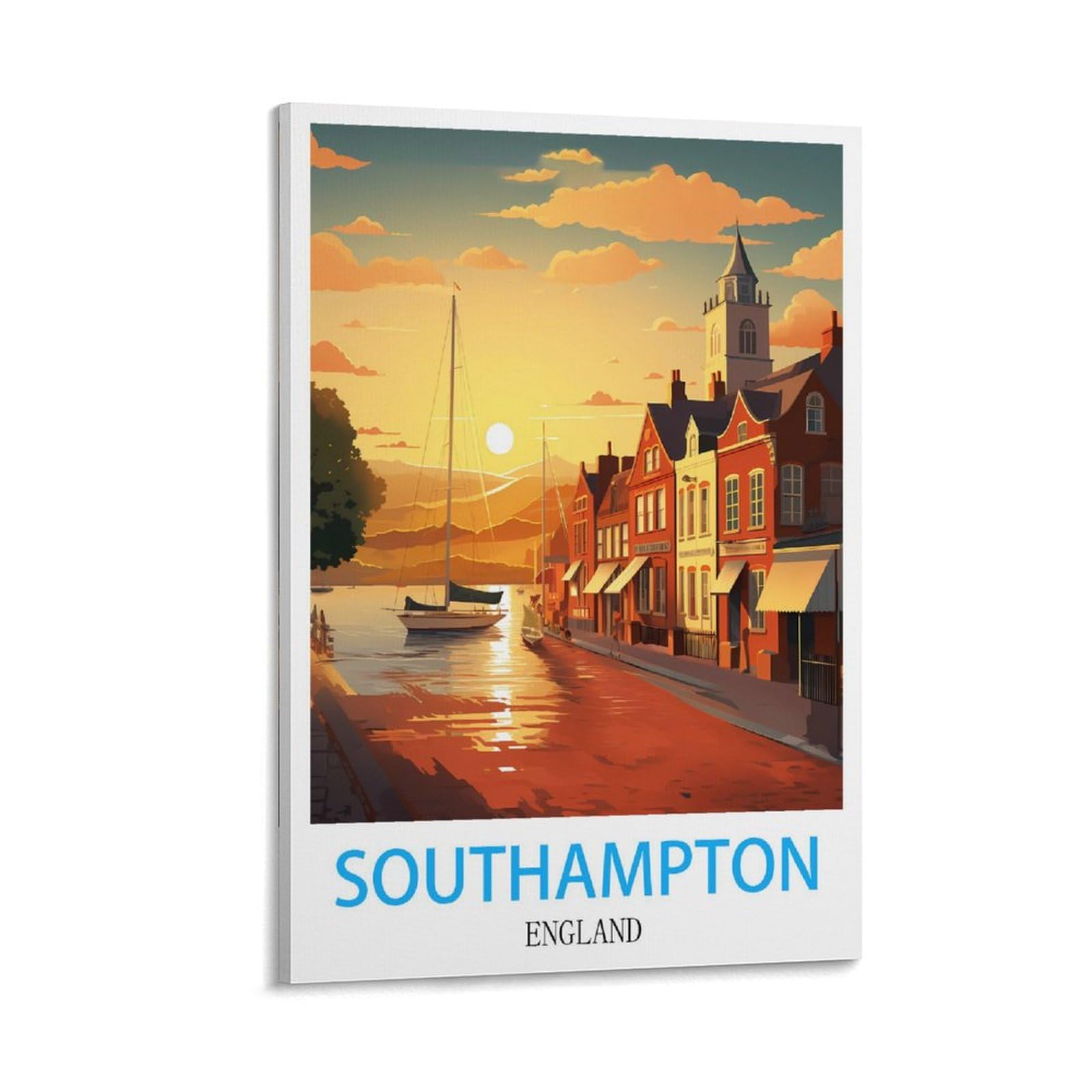 Hwjjuii Frame-Style Southampton England Vintage Travel Poster 16X24inch(40X60cm) Canvas Wall Posters And Art Picture Print Modern Family Bedroom Decor Posters