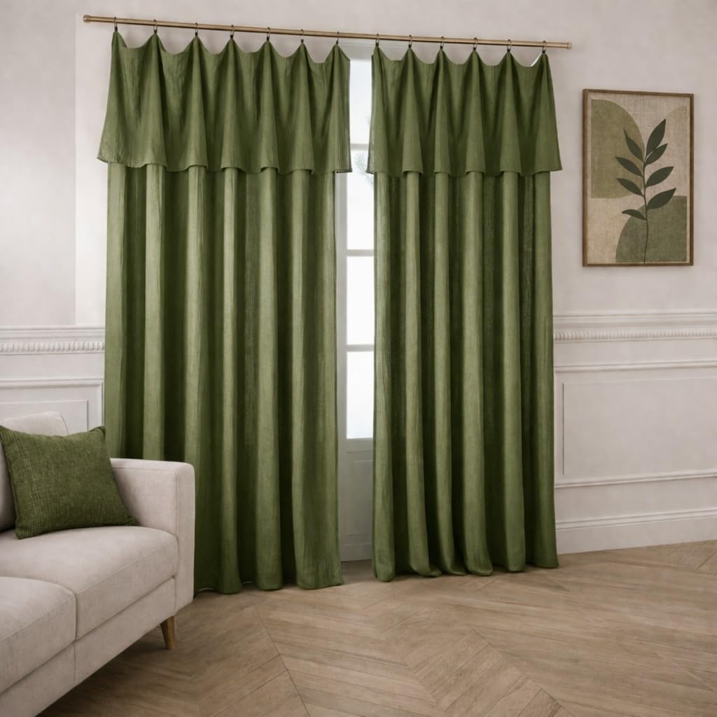 Rideau en 100% gaze de coton 180x max 300 cm (ajustable) Kaki | ajustable
