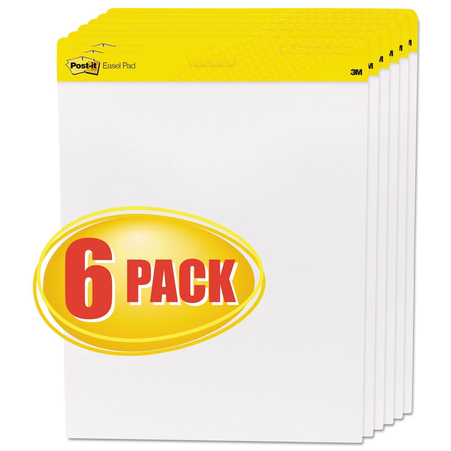 Post-it 559VAD6PK Self Stick Easel Pads, 25 x 30, White, 6 30 Sheet Pads/Carton