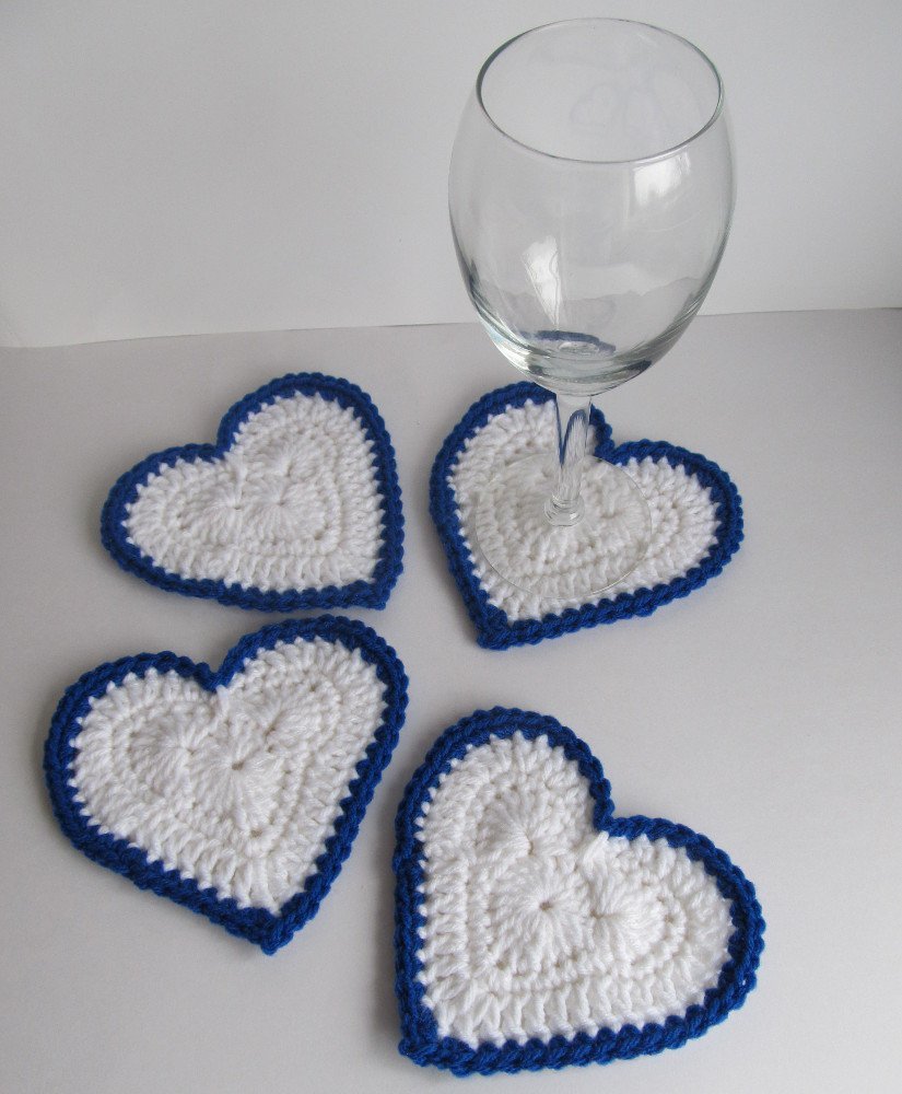 Crochet Heart Coaster EMBROIDERY & ORIGAMI