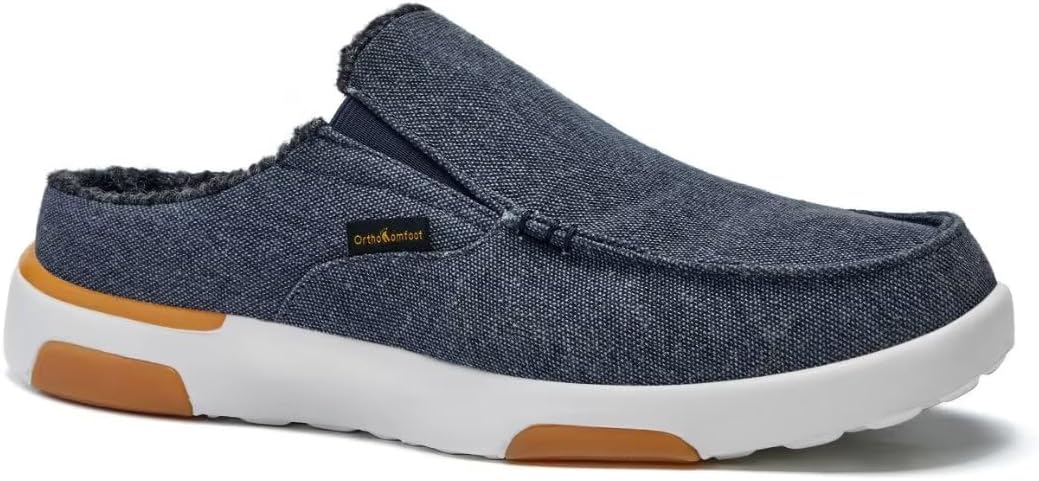 OrthoComfoot Men's Orthopedic Comfortable Slip On Loafers for Arch Support, Casual Plantar Fasciitis Slippers for Diabetic, Orthotic Walking Shoes for Foot and Heel Pain Relief