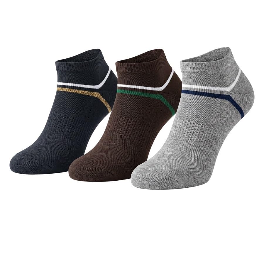Men's Cotton Ankle Socks | Breathable Soft Cushioned Sports & Casual Socks | Sweat Absorbent Stretchable Everyday Wear | Multicolor | (Pack of 3)-image-35