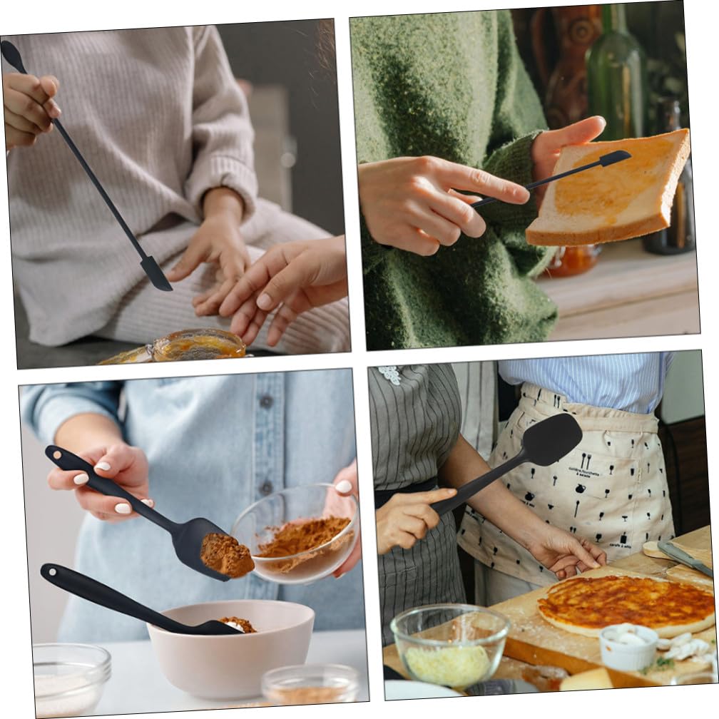 Espátulas de Silicona para Raspar Mermelada 9 Piezas Juego Resistente al Calor Negro Utensilios de Cocina para Pasteles y Crema Uso Doméstico Práctico