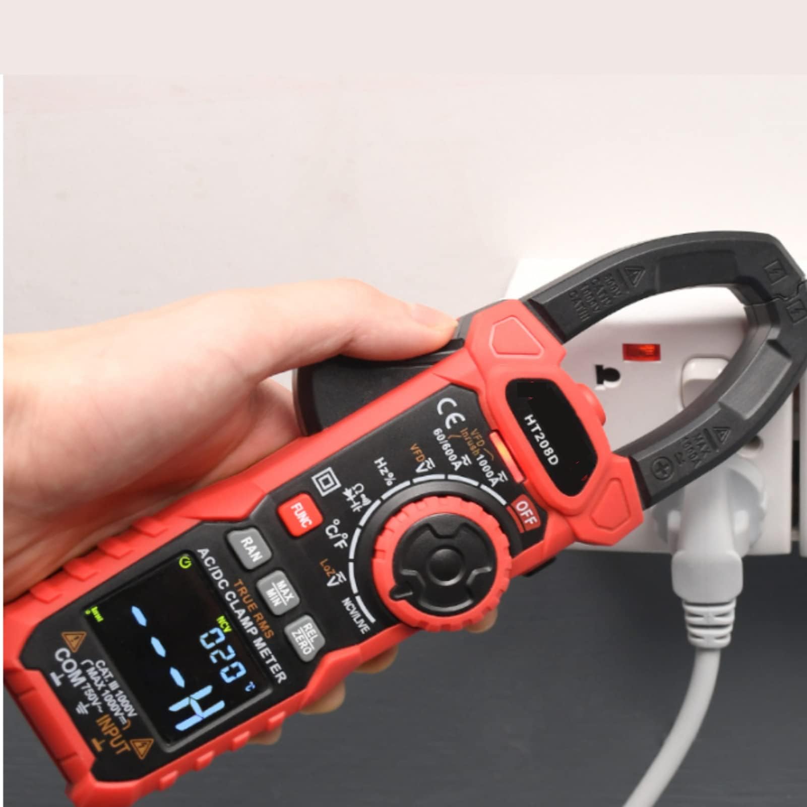 Pinza Amperimétrica Digital Multímetro 6000 Cuentas NCV AC/DC para Electricista y Mantenimiento