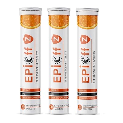 Ethiglo Epieff-Z Vitamin-C, Zinc And Citrus Bioflavonoids - Immunity Booster Supplements : 20 Effervescent Tablets : Pac