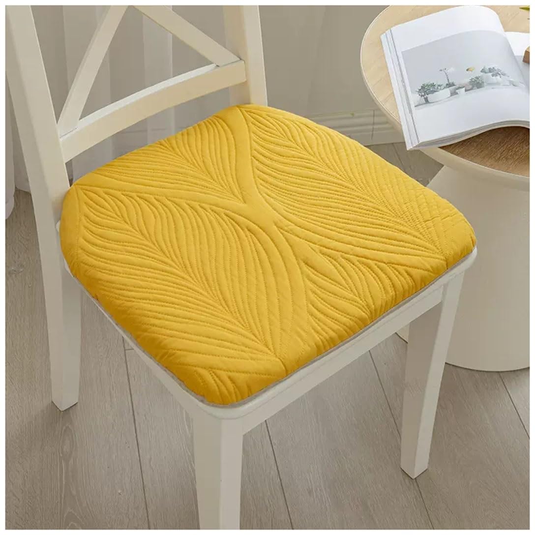EORNOW Pure Cotton Dining Chair Cushions, Set Of 1/2/4 U-shaped Dining Chair Pads, Dining Room Seat Cushion With Ties With Zipper Cover (Color : Yellow, Size : 40 * 43cm(Set Of 4))