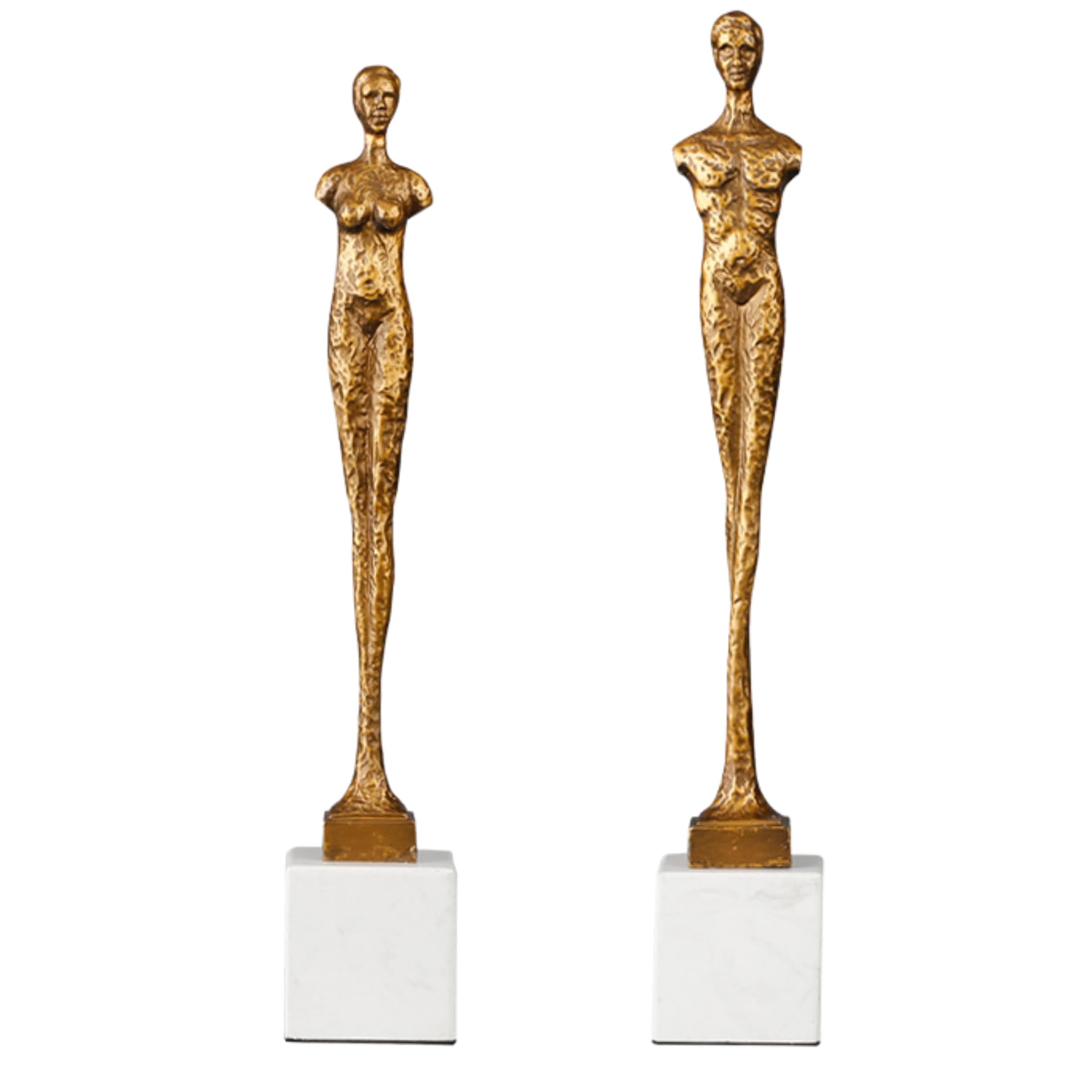 Aottsd Men's Couple Set – Gold Abstract Metal Armless Couple Sculpture Marble Base Modern Decor Couple