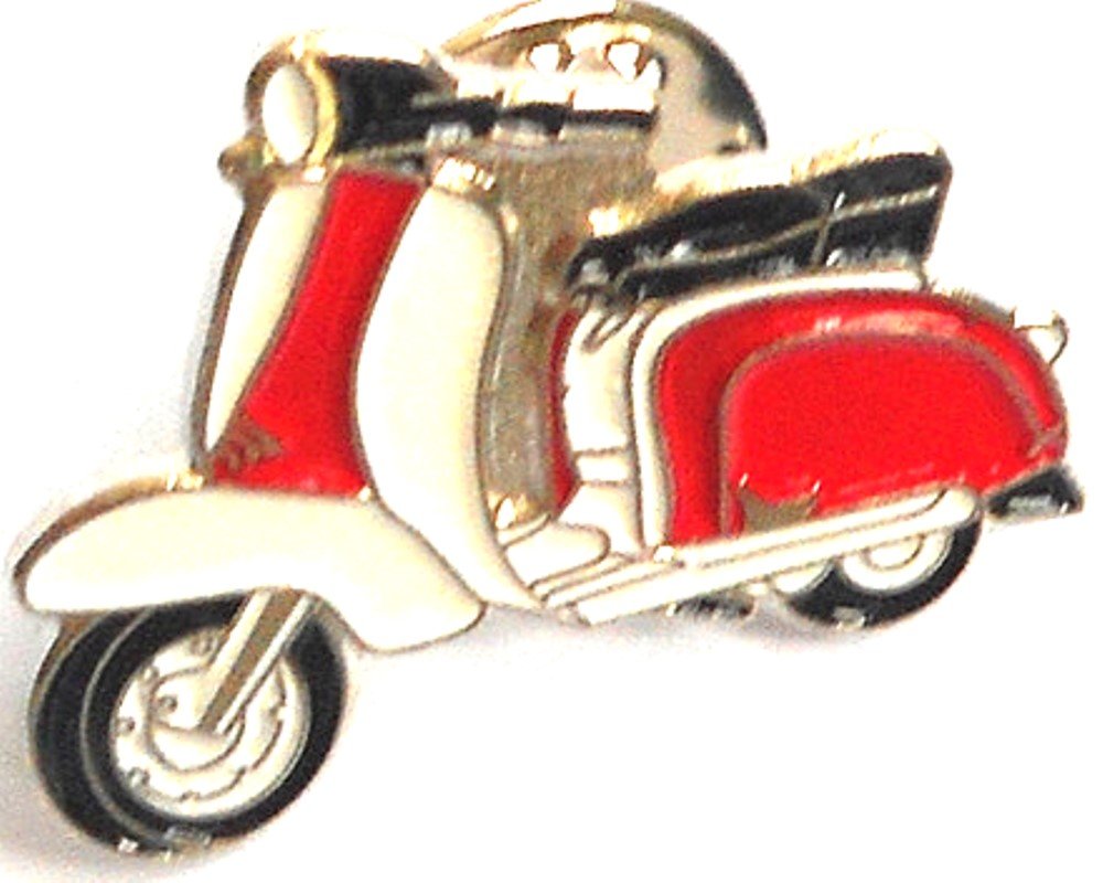 Metal Enamel Pin Badge Brooch Scooter Lambretta Red & White