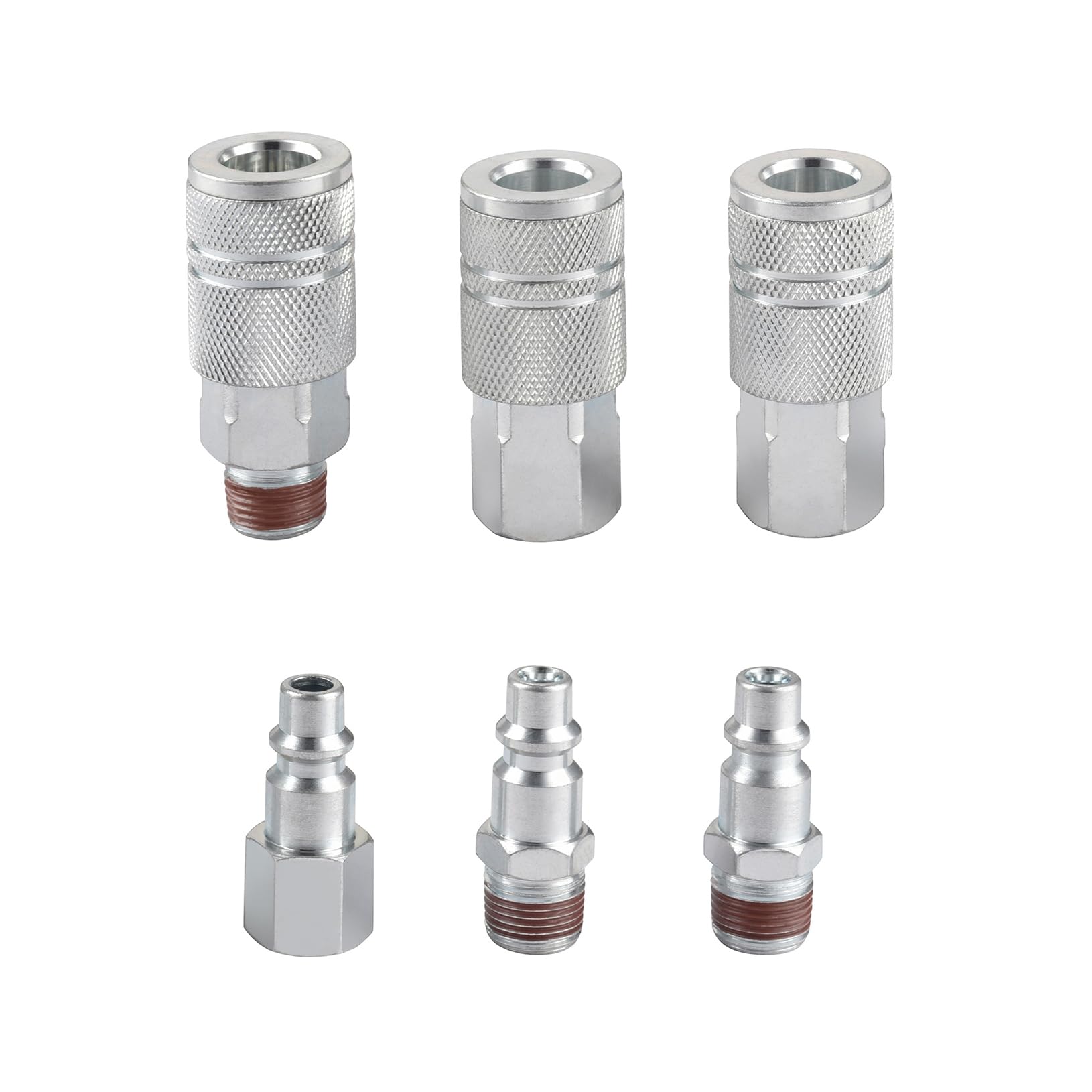 Yolass 3/8”NPT Industrial Air Coupler,3/8 Inch NPT Threads Size,3Pcs High Flow Air Coupler and 3Pcs Air Plug,Widely used in Professional Workplace,
