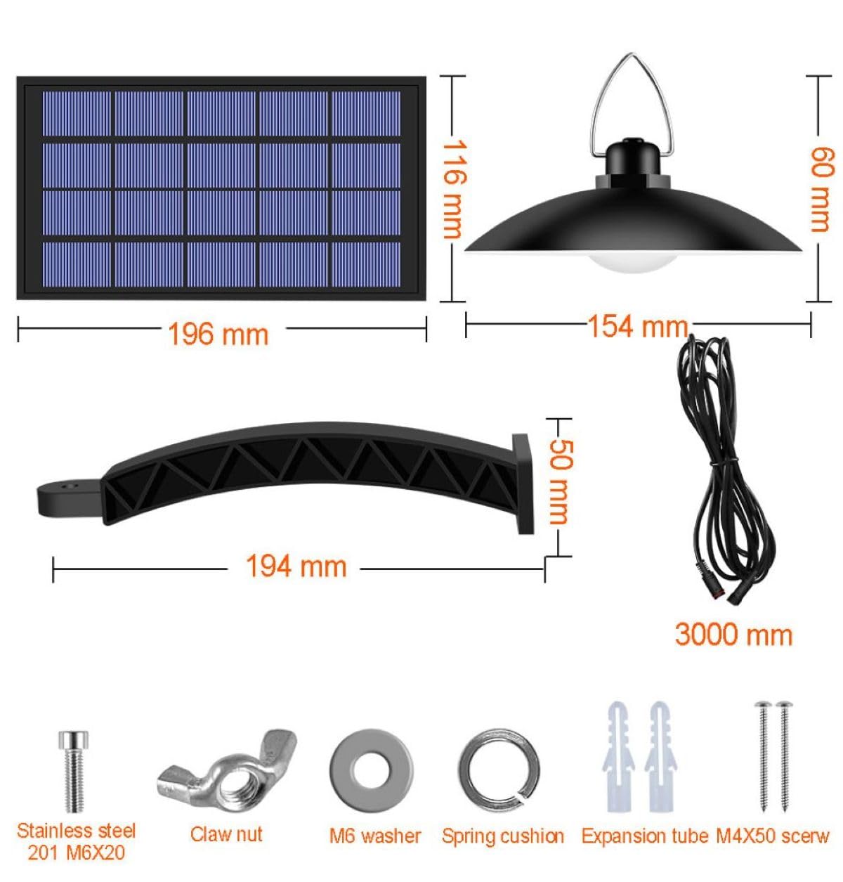 Lampes suspendues solaires étanches double tête intérieur/extérieur avec marche/arrêt automatique crépuscule à l'aube