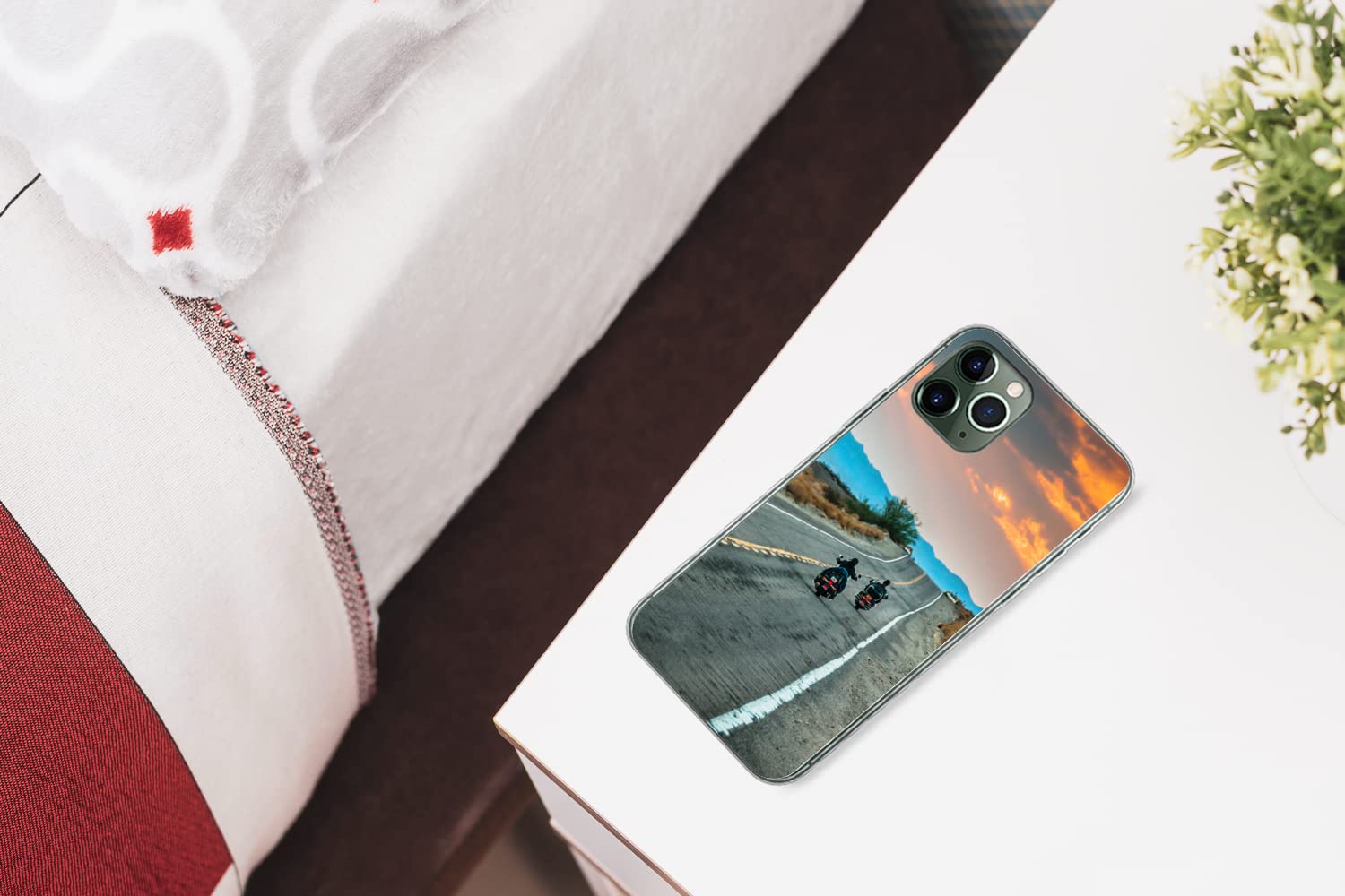 MuchoWow Funda para iPhone 11 Pro - Dos Motos circulando por la Ruta 66 - Funda de Silicona/Funda Blanda para teléfono móvil