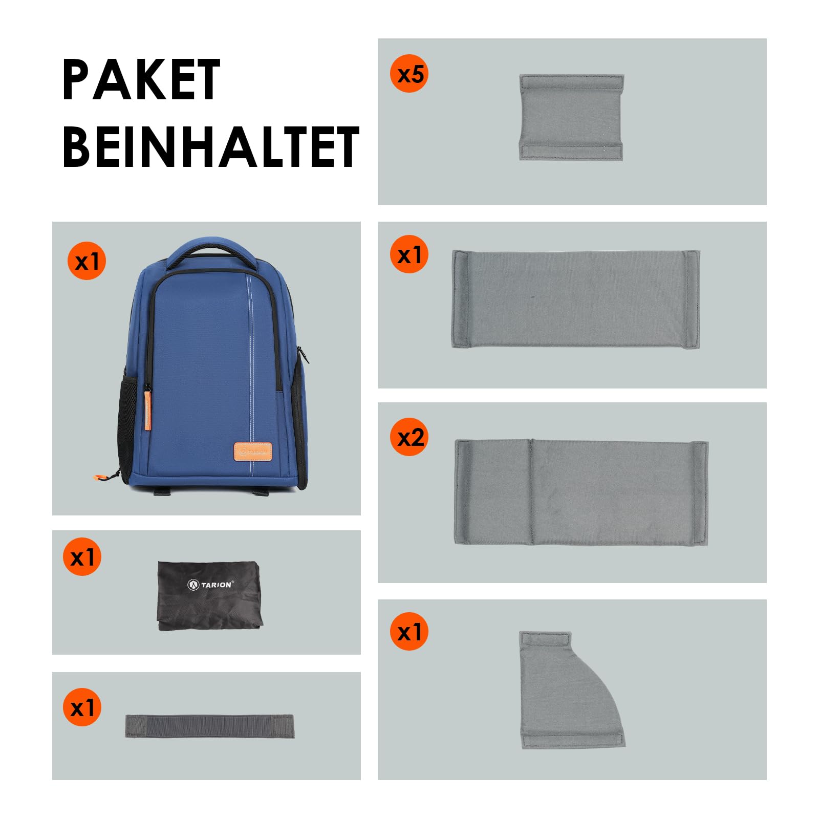 TARION Kamerarucksack Leicht Kamera Rucksack mit 15 Zoll Laptopfach Blau | Kompakt DSLR Rucksack Wasserdicht Fotorucksack Klein mit Regenschutzhülle Regenhaube für Outdoor Reisen TB-04