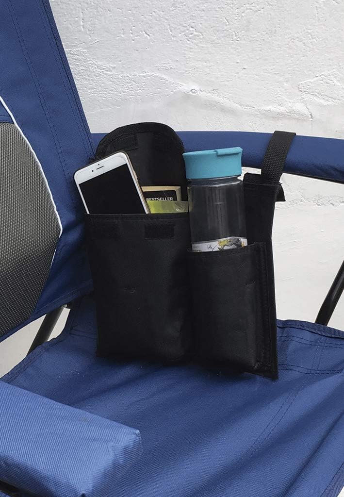 STRONGBACK Upgraded Cup Holder & Pocket for Camping Chairs - Durable Adjustable Armrest Accessory - Fits Cans/Bottles/Phones - Secure Storage Easy to Install for Outdoor Comfort
