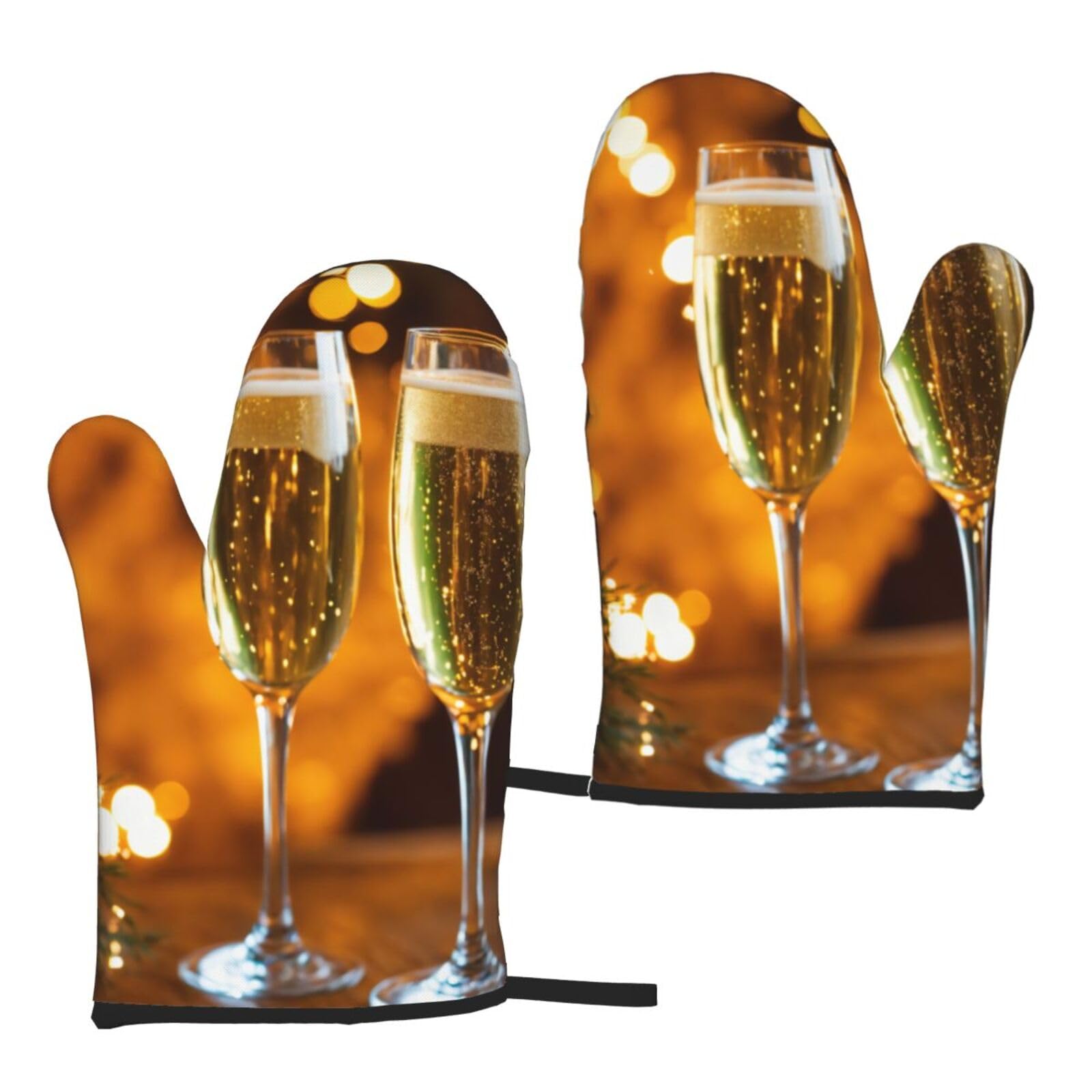 Wine Cup Print Women Men Universal Fit Heat Resistant Oven Gloves Cooking Grilling Indoor Outdoor