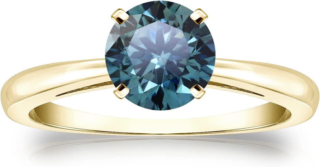 Diamond Wish 1/2 to 2 Carat Blue Lab Grown Diamond Solitaire Engagement Ring for Women in 14k Gold (Fancy Blue, VS-SI1, cttw) Anniversary Promise Ring Size 4 to 9