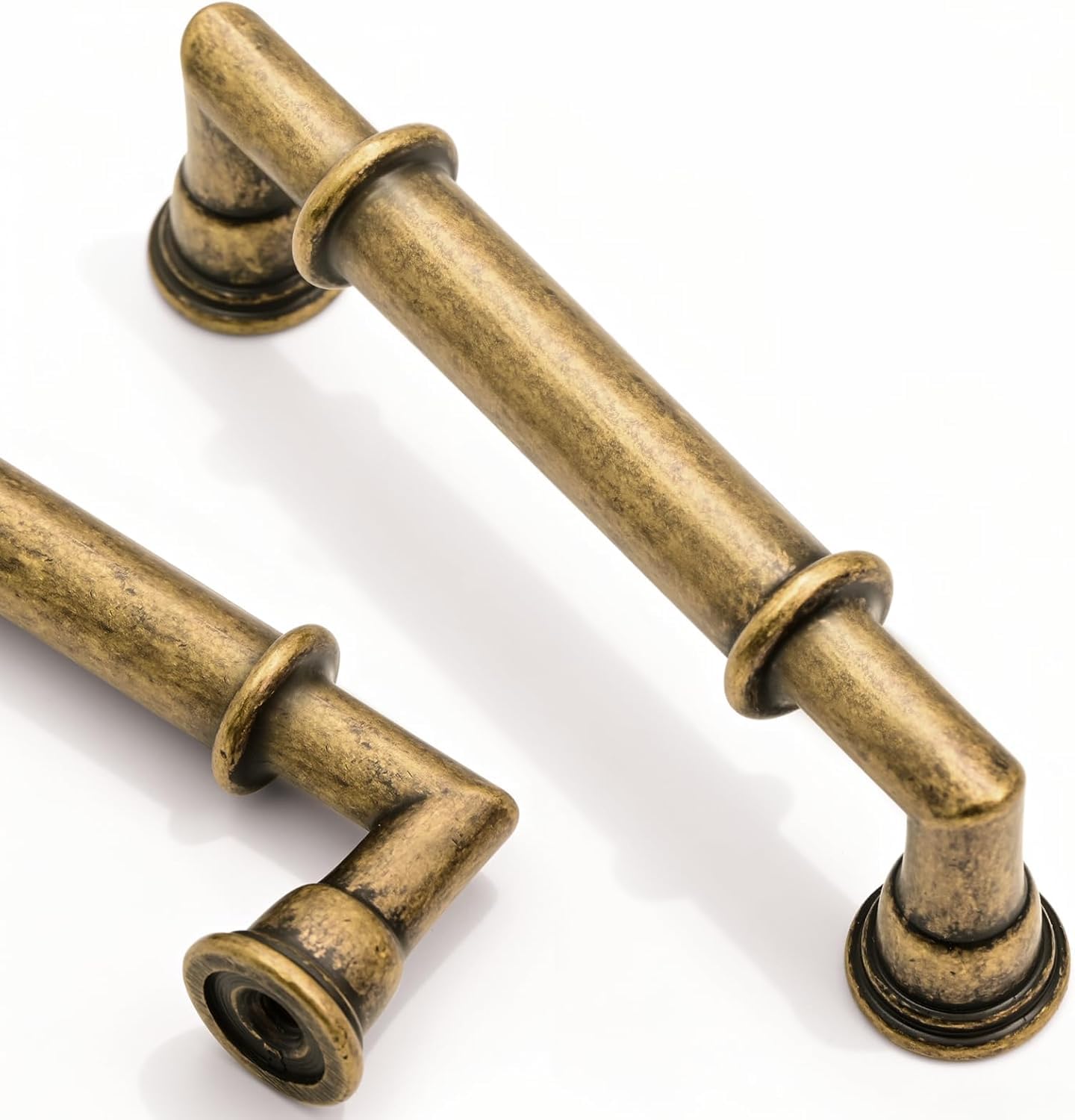 Amerdeco 10 Pack Antique Brass Cabinet Pulls 3.75 Inch 96mm Zinc Alloy
