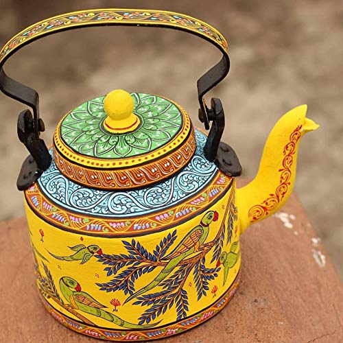 Pattachitra Hand Painted Aluminium Kettle Teapot Wedding Gift Table Centerpiece Housewarming Gift Tea Party mkk-49