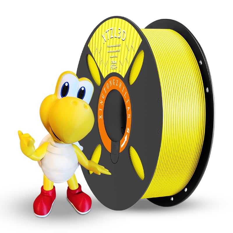 High-Speed Yellow PETG 3D Printer Filament 1.75mm Dimentional Accuracy +/-0.02mm 1Kg Spool (Reuseable Tray) 3D Printing Filament