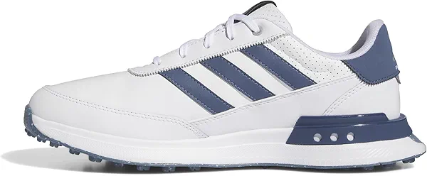 adidas Men's S2G Spikeless Leather 24 Golf Shoes, Footwear White/Collegiate Navy/Silver Metallic, 12