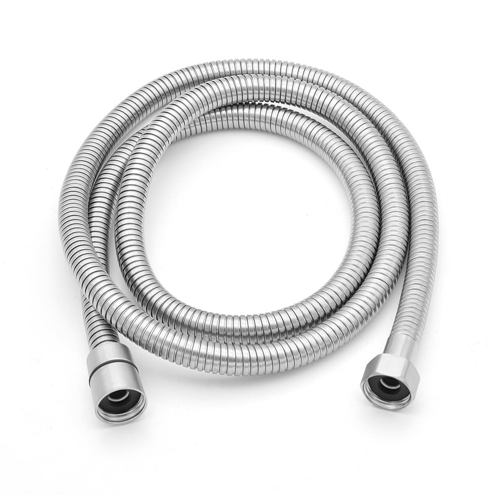 Kit doccia completo satinato in acciaio inox con doccetta in ottone, presa acqua con supporto e flessibile da 150 cm