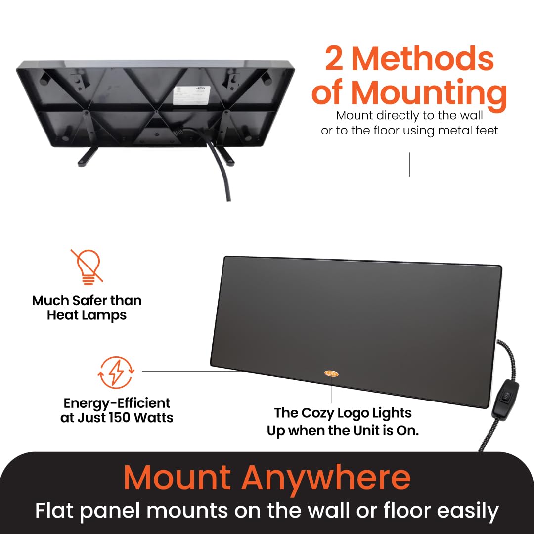 Cozy Products Cozy Coop Chicken Coop Heater Flat-Panel 150 Watts | Wall Mount or Free Standing Electric 150 Watts Safer Than Heat Lamps Warms Inside Chicken Coops Flat Panel 2 Inches Deep product thumbnail 7