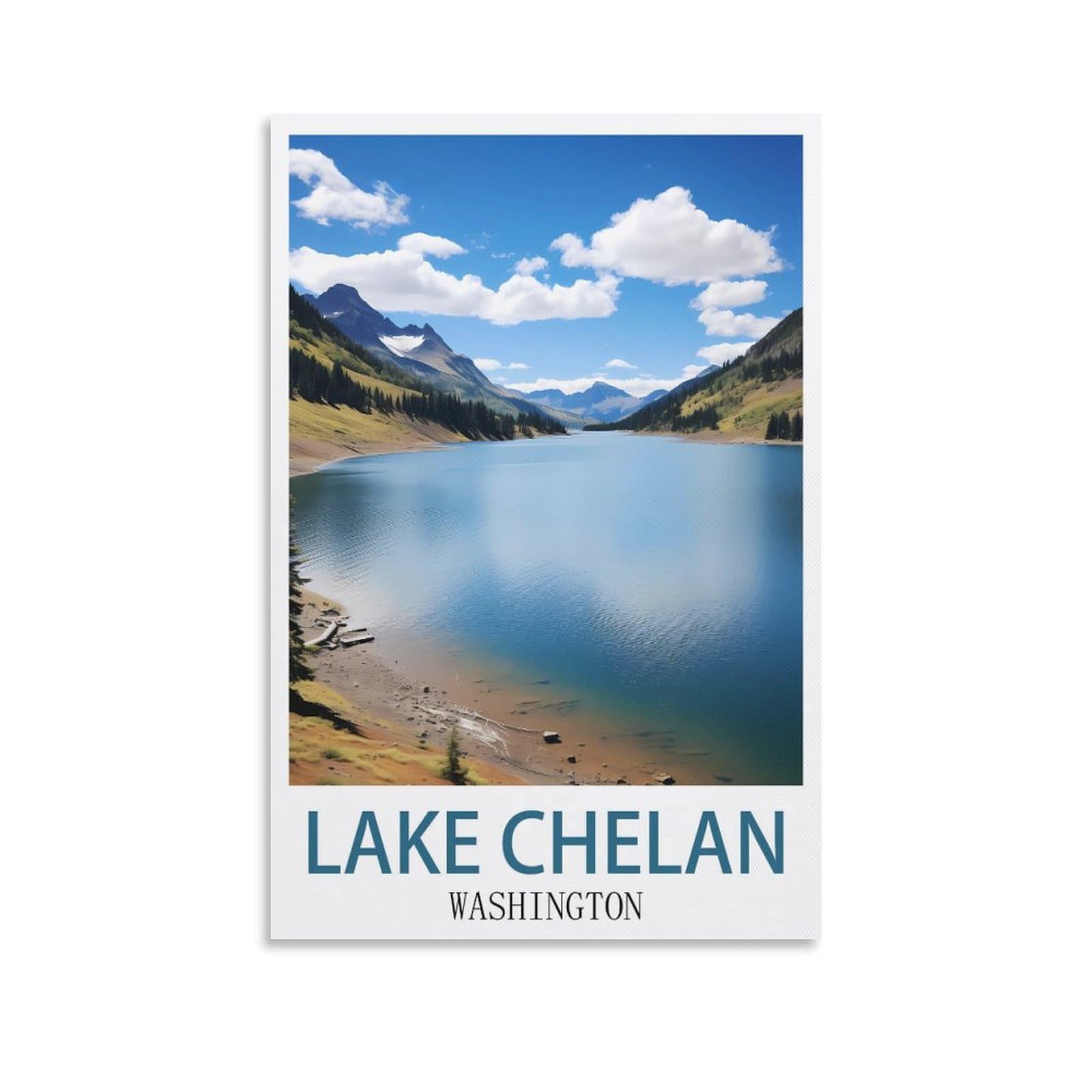 EZMLFA 5D Diamond Art Kits for Beginner,Lake Chelan Washington Crystal Rhinestone Embroidery Craft Kits for Home Wall Decor Gifts, 50x60cm