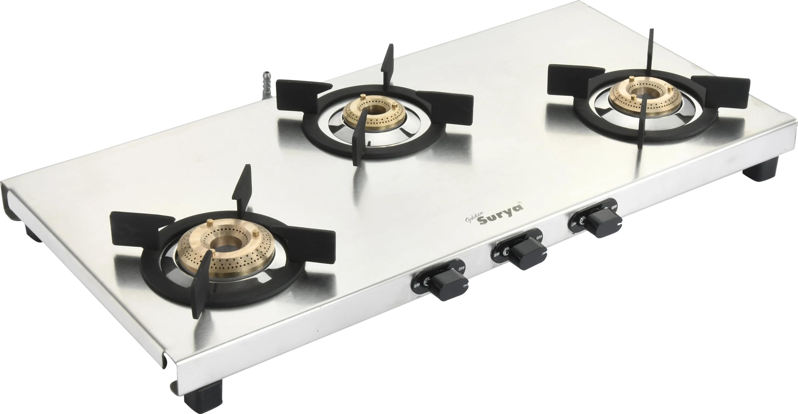 Golden Surya ISI Certified, 3 Burner Gas Stove, | Heavy Duty Stainless Steel Frame | LPG Use Stainless Steel Manual Gas Stove-image-9