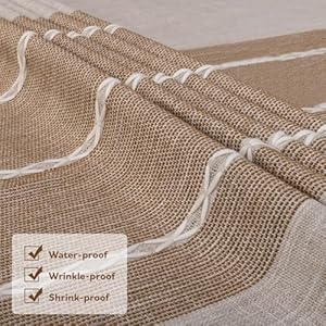 Winknowlrustictableclothcottonlinenfabricwrinklefreetableclothswashablesquaretablecoverdecorationforkitchendinningpartyfor4seatslightcoffeelines55x55inch Urban Country Home Decor Winknowl rustic tablecloth cotton linen fabric wrinkle free table cloths washable square table cover decoration for kitchen dinning party for 4 seats light coffee lines 55×55 inch urban country home decor