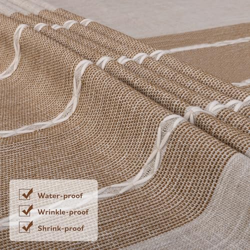 Winknowlrustictableclothcottonlinenfabricwrinklefreetableclothswashablesquaretablecoverdecorationforkitchendinningpartyfor4seatslightcoffeelines55x55inch Urban Country Home Decor Winknowl rustic tablecloth cotton linen fabric wrinkle free table cloths washable square table cover decoration for kitchen dinning party for 4 seats light coffee lines 55×55 inch urban country home decor