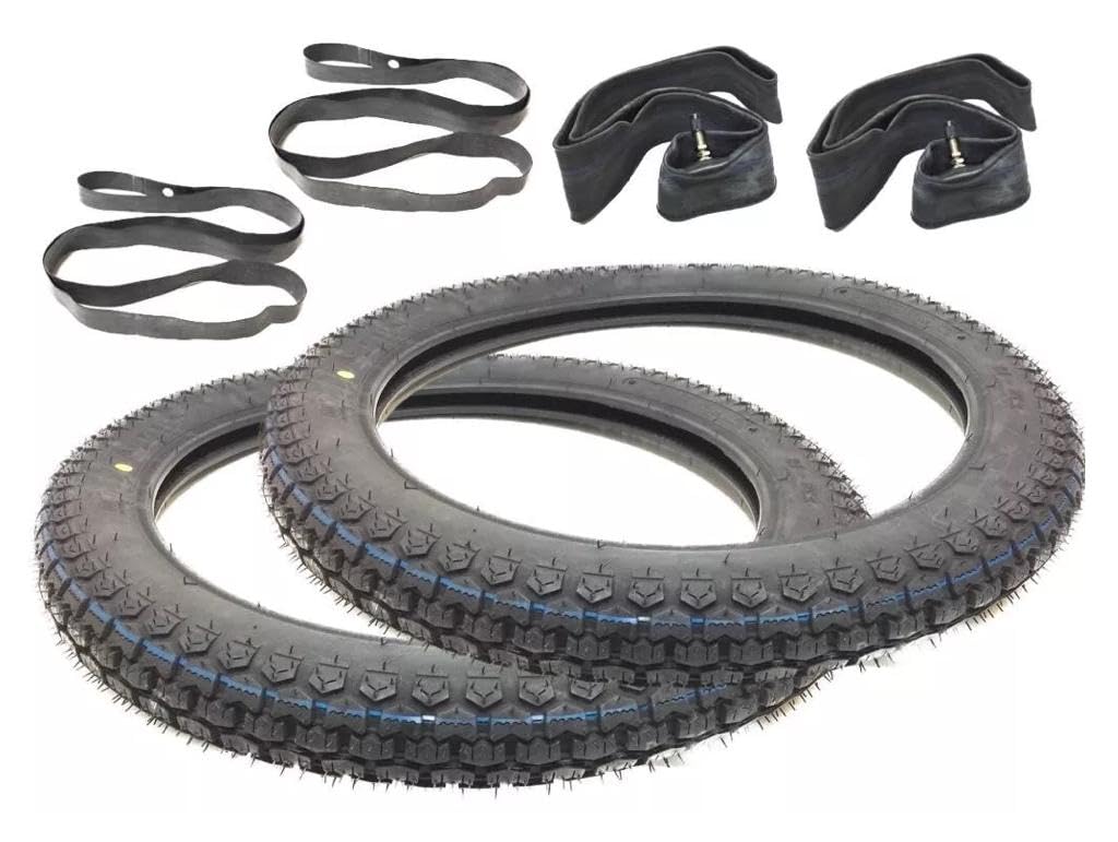 Moped Reifen Satz 2,75-17 (2 3/4 x 17) mit Schläuchen und Felgenbändern – Passend für Kreidler Florett K54 RS RMC TM LF LH, Hercules, Simson, Zündapp und weitere Mofas & Mopeds