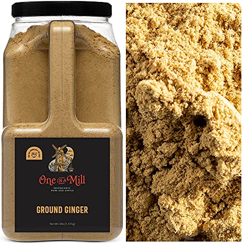 One in a Mill Ground Ginger | Bulk Supply of Gourmet Dried Kitchen Spice for Cooking & Seasoning | 100% Natural Dehydrated, Preservative Free, Certified Kosher | Jumbo Resealable Container | 4 Pounds