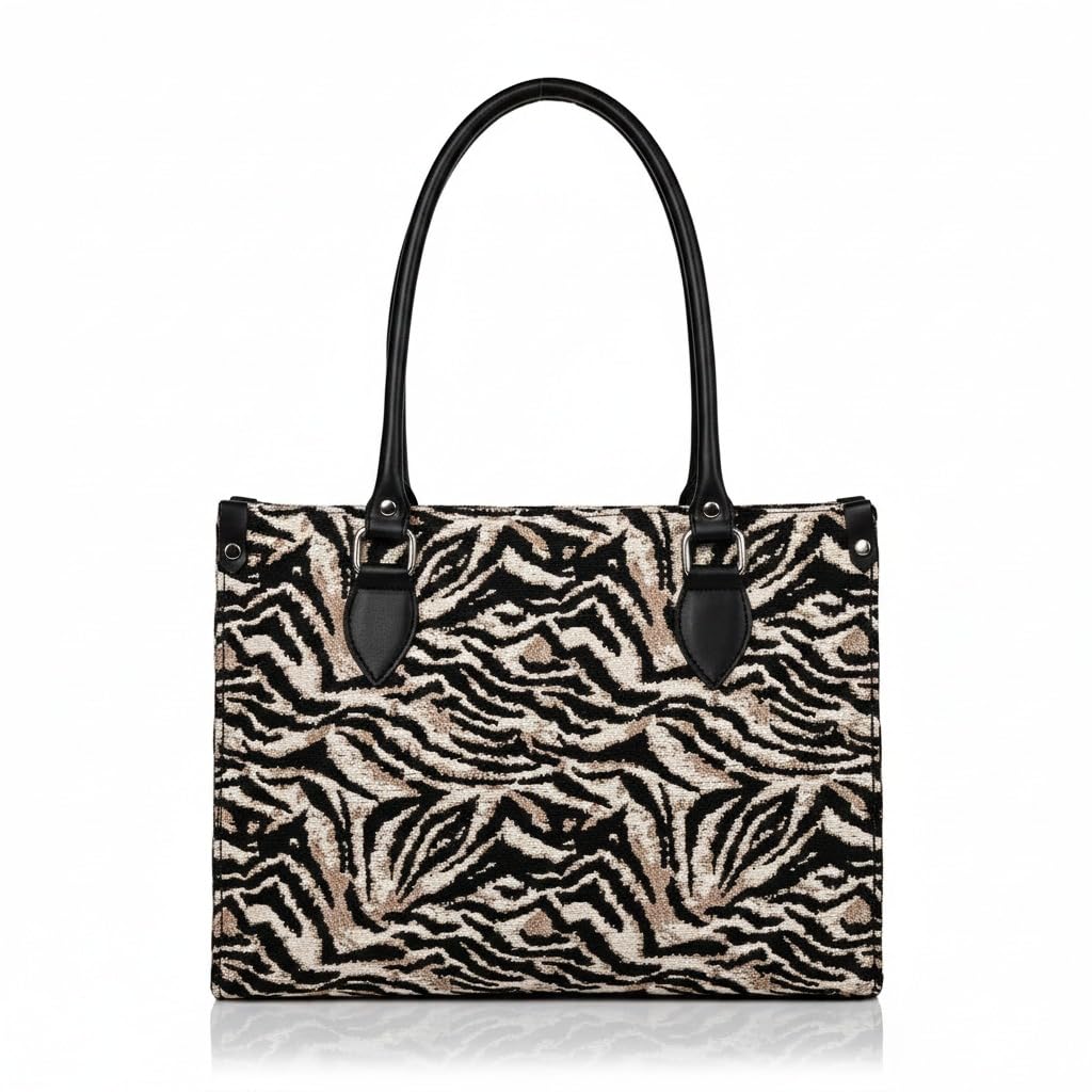 ensac Cotton Tote Bag for Women, Stylish Handbag for women with Zip Closure | Fit for Office Bag, College, Travel Use | Handcrafted in India-picture-28