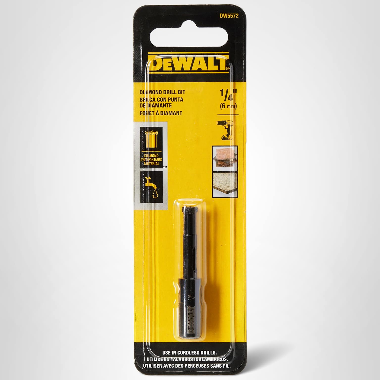 DEWALT Tile Drill Bit, Diamond Tip, 1/4-Inch (DW5572) - Jobber