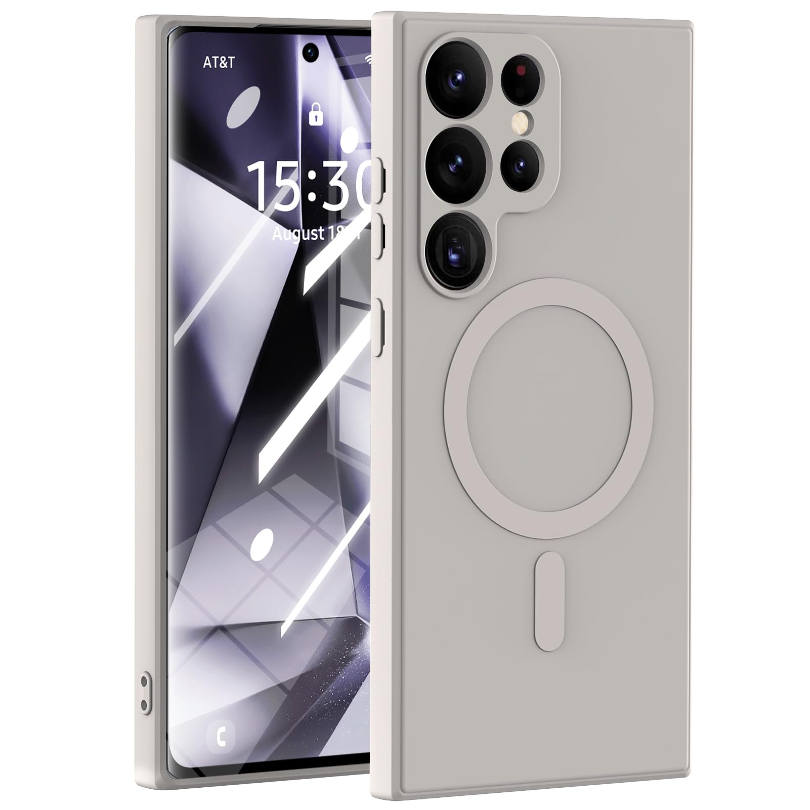 Mnunjiajia 対応 Galaxy S24 Ultra 用ケース シリコン Magnetic 耐衝撃 スリム ホワイト