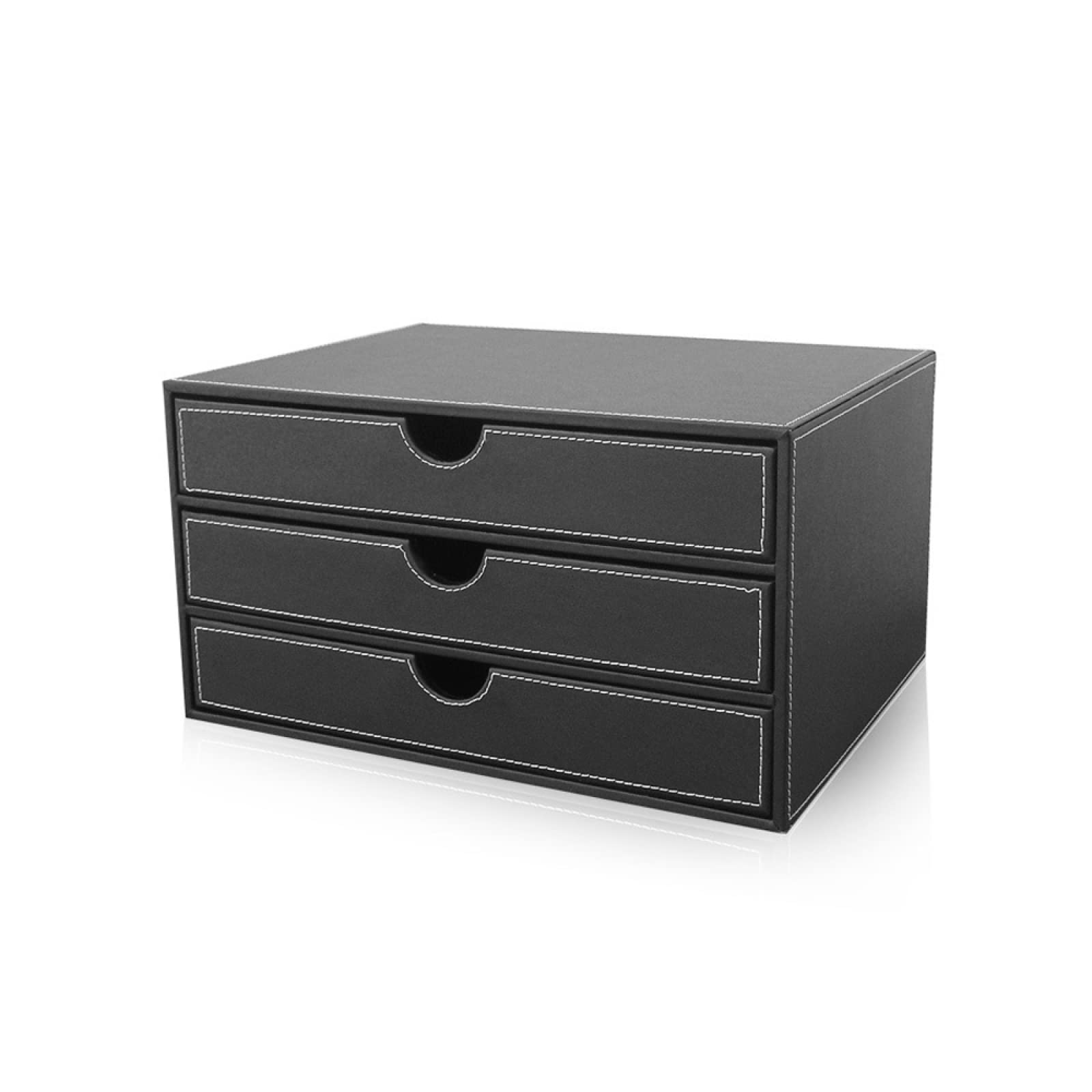 Organizer da scrivania in pelle PU con 2 cassetti per ufficio e casa Archiviazione File Cabinet Trucco Cancelleria Gioielli Display