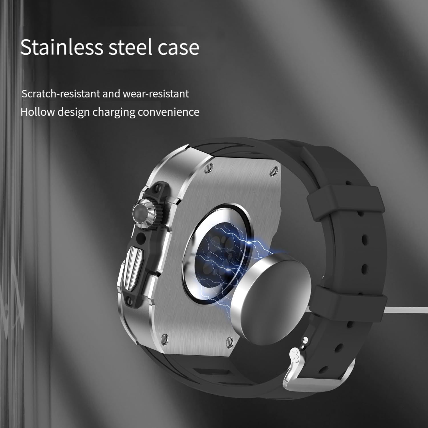 Premium 316L Stainless Steel Watch Case Watch Strap，For Apple Watch 45mm 44mm，Metal Bezel Rubber Watch Band Rm Mod Kit，For Iwatch Ultra 8 49mm Replacement Accessories