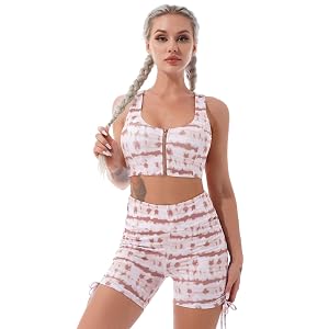 Women 2 Pcs Workout Outfits Sleeveless Backless Sport Bra Shorts Set Activewear Gym Training Dance Clothes