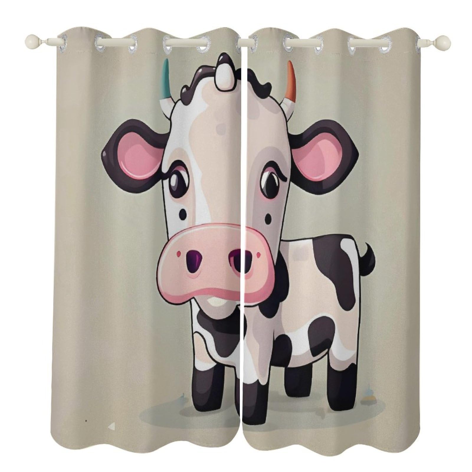 Rideaux occultants design vache pour une ambiance de salon cocooning