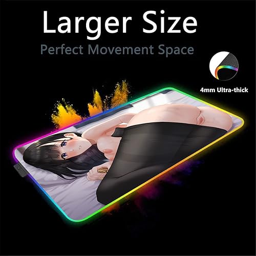 Miniatura 2 de Alfombrilla de mouse RGB Anime Girl Sexy Butt Breasts Chest Mouse Mat Escritorio extendido Mause Pad Gaming LED Mouse pad XXL Alfombrilla de