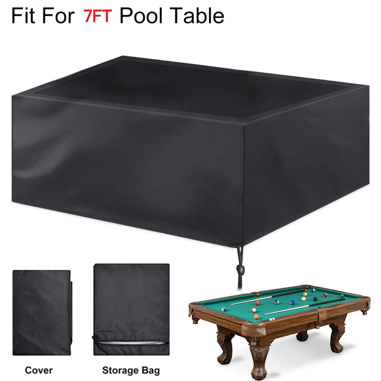 7/8/9 Ft Abdeckplanen Für Billardtische, Billard Tischabdeckung Billardtischabdeckung Snooker Waterproof Abdeckung Gartenmöbel Abdeckung Für Billard, Snooker (7Ft-225x116x82cm)