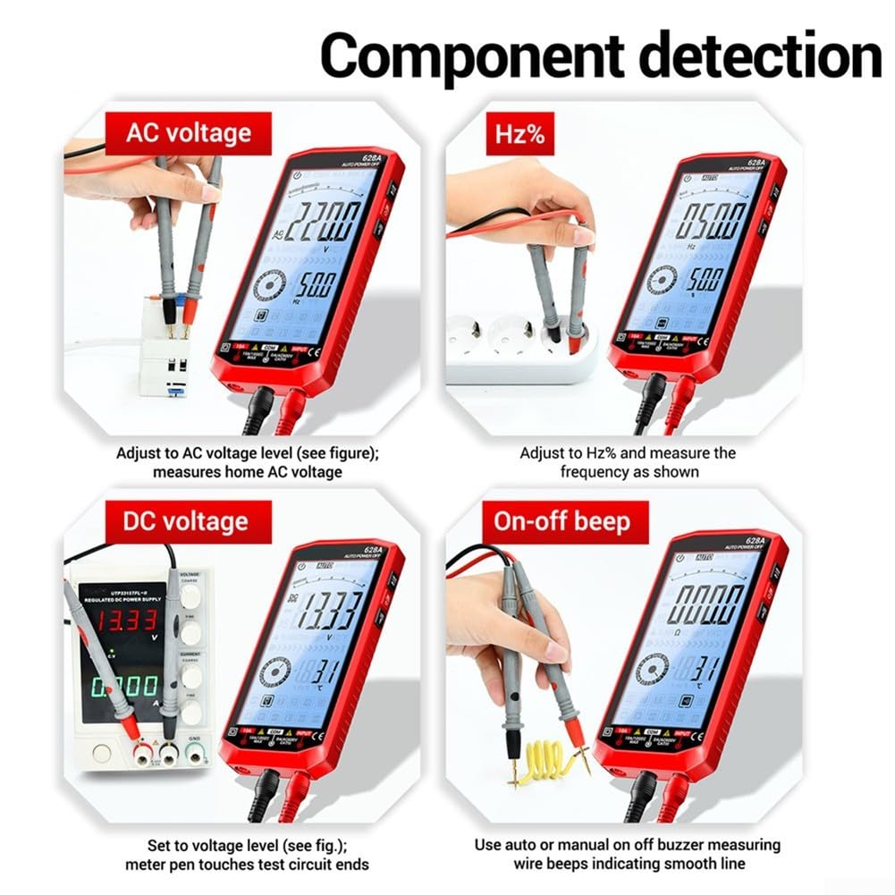 Wiederaufladbares Multimeter für usb-c Messgerät 1000V Wiederaufladbares(628A red)