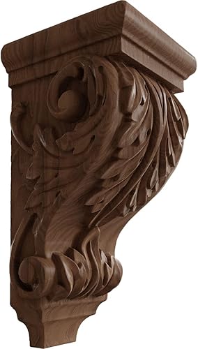Vista 102 de Ekena Millwork CORW03X04X07ACAL - Ménsula pequeña de madera de acanto, 3 1/2 pulgadas de ancho x 4 pulgadas de profundidad x 7 pulgadas de alto