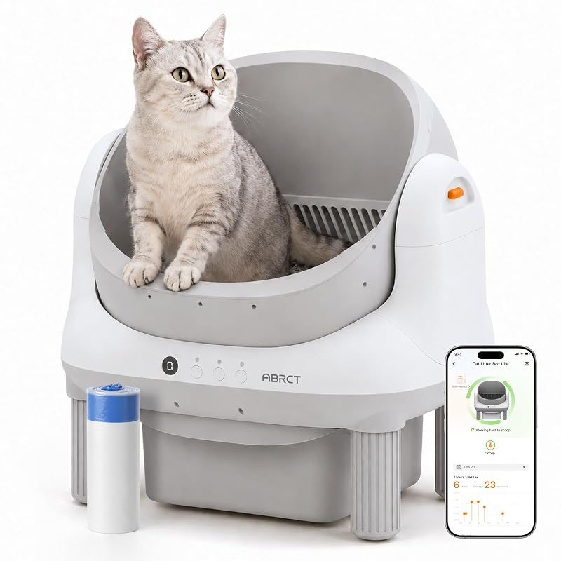 Caixa de Areia Autolimpante para Gatos ABRCT Open Top L1 com Controle por Aplicativo, Sensores de Segurança e Design Aberto, 1 unidade
