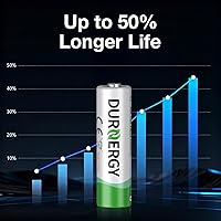 Vista 2 de DURNERGY Paquete de 48 pilas AA, 10 años de vida útil, pilas AA dobles de 2800 mAh para reloj, pilas AA, alcalinas LR6