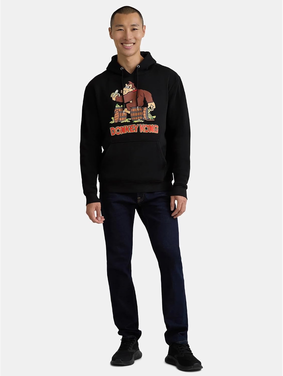Nintendo Super Mario Hoodie for Men, Fleece Donkey Kong Banana and Barrels Character Hoodie, Super Mario Sweatshirt, S-3XL