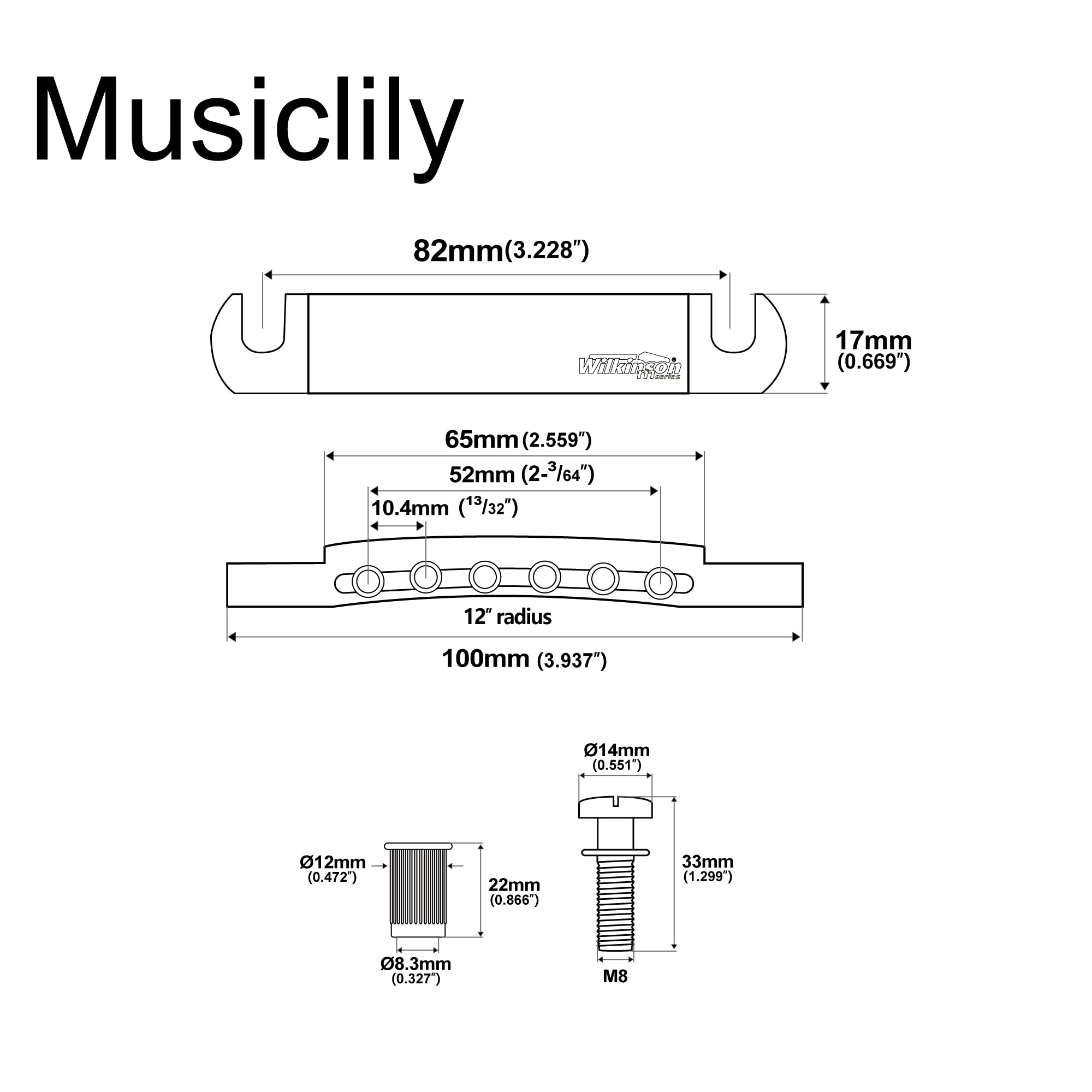 Wilkinson WOGT1 52.5mm Tune-O-Matic Stop Tailpiece for USA Epiphone Les Paul SG Style Electric Guitar, Chrome - Image 2