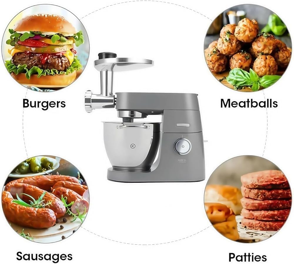 Vertical Mixer Food Grinder Kit Compatible with Kenwood Chef, Chef XL, KVC, KVL, and KMIX Stand Mixers