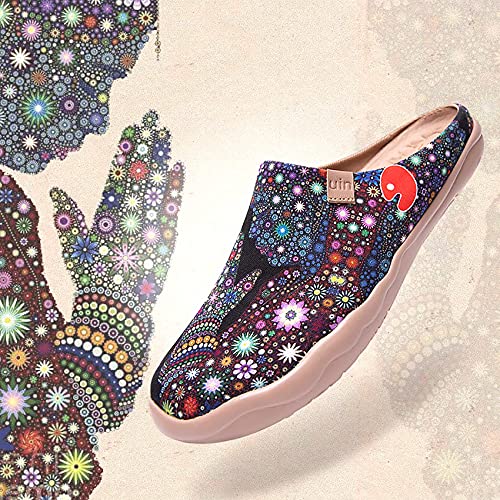 Image of UIN Slipper Woman Travel Art Painted Shoes Wide Toe Casual Home Slip On Mules Malaga