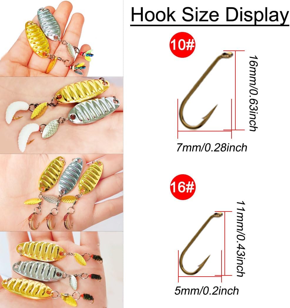 24/30/46/54/127-Pieces Fly Fishing Files Kit #8-#16 Handmade Dry Wet Nymphs Streamers Fly Fishing Lures for Trout Salmon with Fly Box